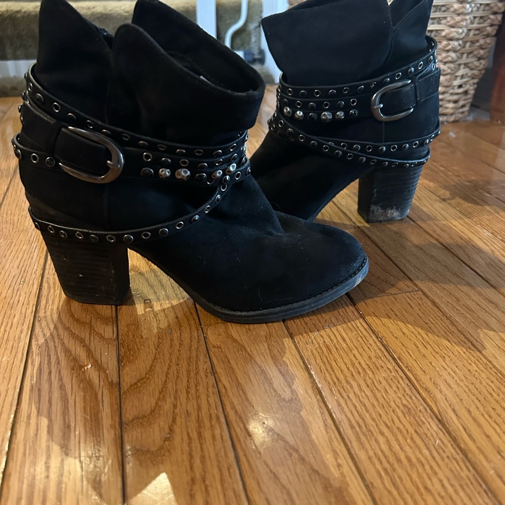 Not Rated Black Ankle Boots with Studded Straps